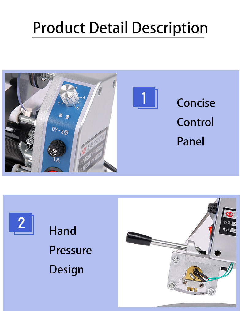 50 Hz Packaging Type Bags DUOQI DY-8 Hand Expiry Date Code Printing Machine Semi Automatic Coding Machine