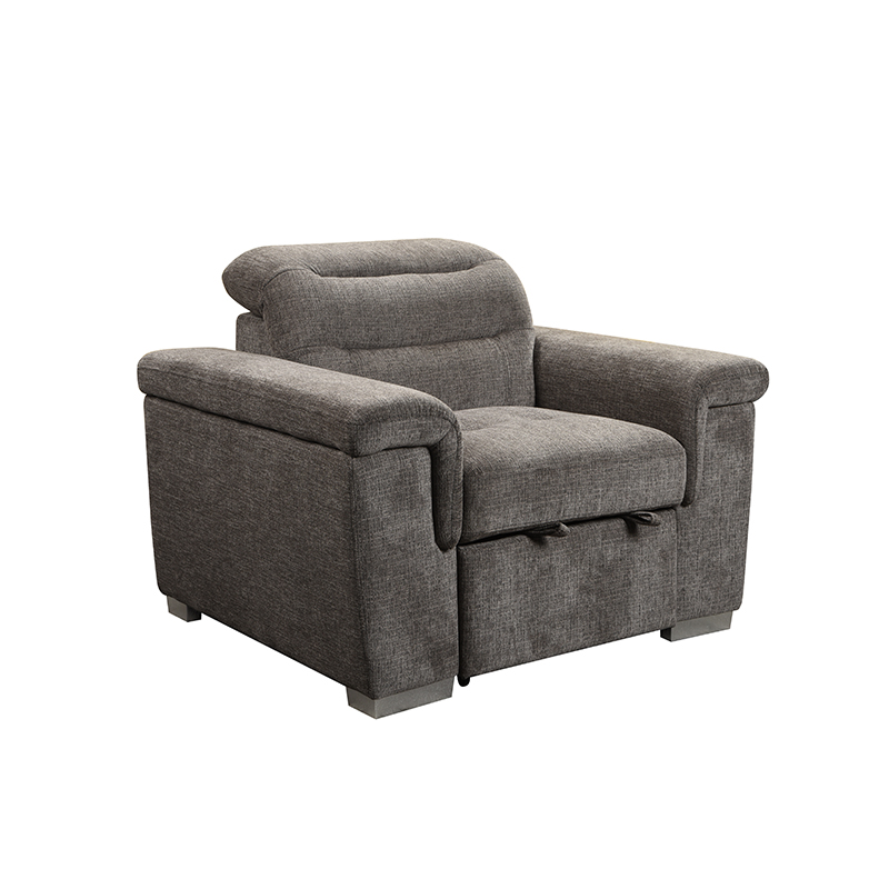 Headrest Adjustable Grey noon break office Convertible chair with pull out bed single sofa chair Foam Lounge Chair