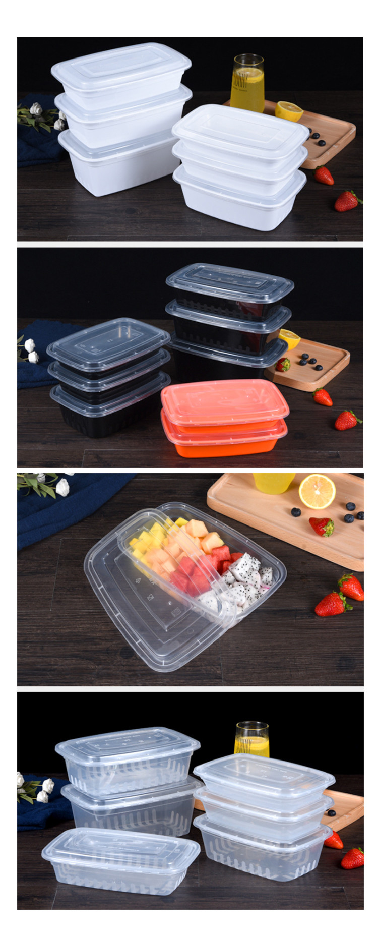 Transparent PP Customize Packing Boxes Disposable Take Away Containers