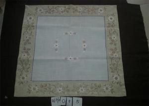 China Poly Viscose Fabric Linen Hemstitch Tablecloth With Embroidery Technics on sale