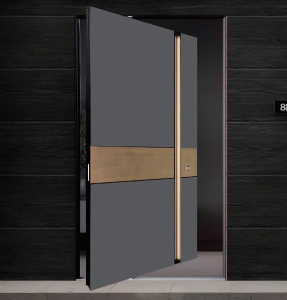 Quality Hurricanes Resistance Pivot Aluminum Door Customized with Laminated Glass for sale