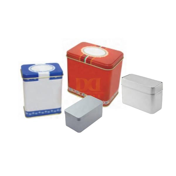 DADI 64x39x82mm Embossed Tea Tin Box Tinplate Metal Packaging Tins For Bakery Shops