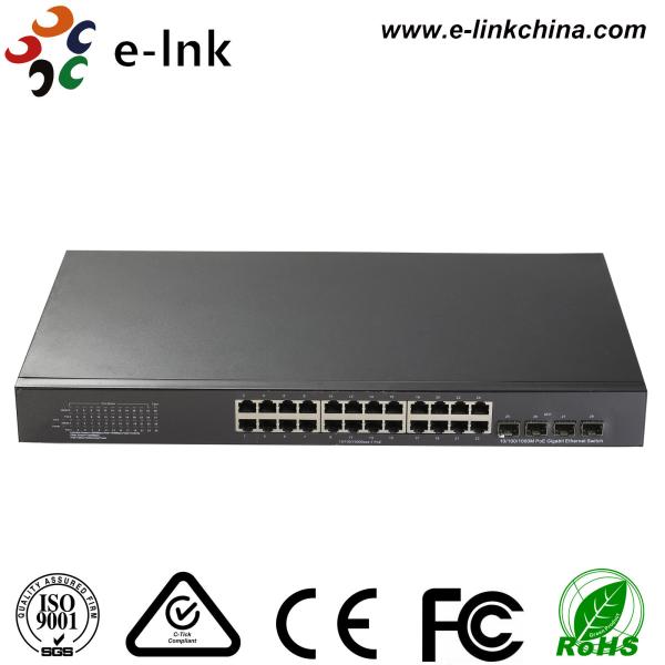 Quality 24 Posts Poe Network Switch 10 / 100 / 1000 Base -T 4 X 1000 Base -SFP Managed for sale