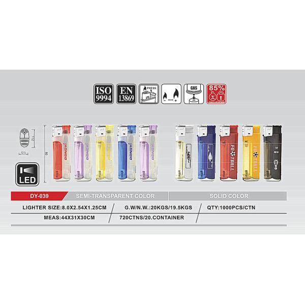 Dy-039 LED Lamp New Popular Electric Piezo Lighter OEM Colors