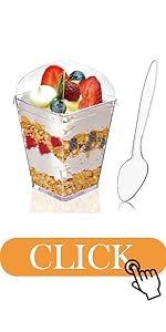 Clear Plastic Dessert Cups with Lids and Spoons