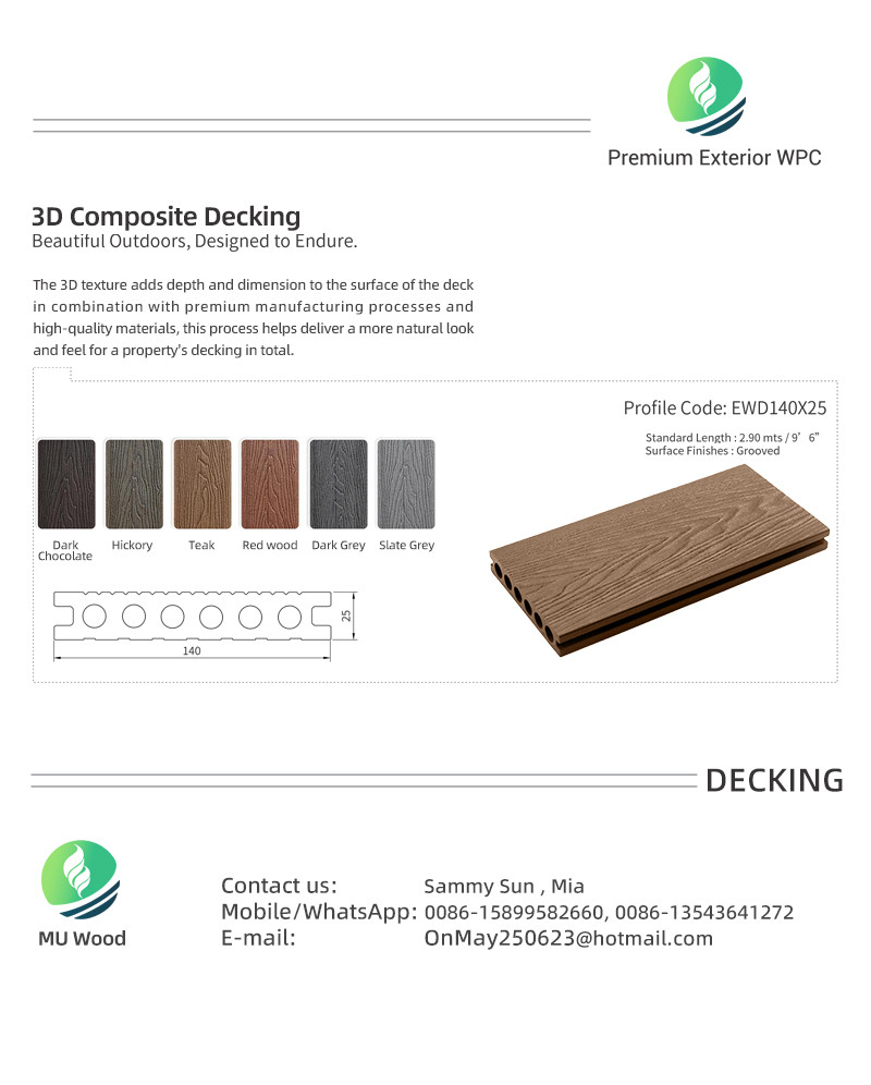 Textured 3D Composite Decking Embossing Wood Plastic Composite Decking