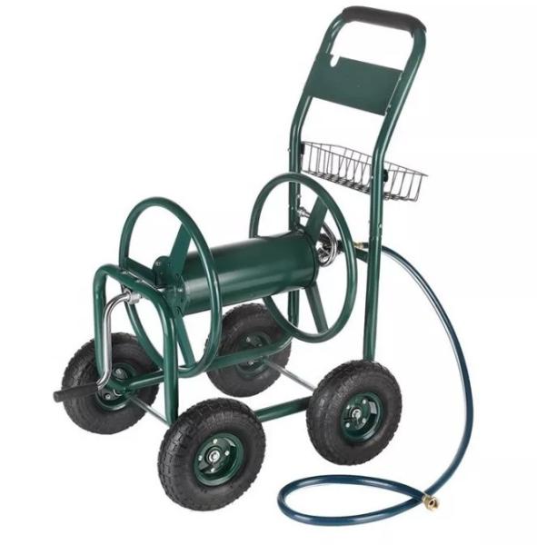 Quality Make Watering Your Garden a Breeze with this Green Garden Hose Reel Cart and Ergonomic Handle for sale