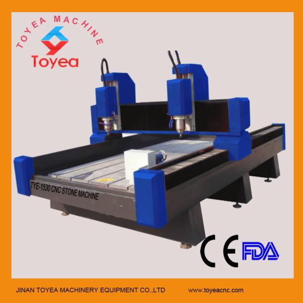 Quality TYE-1530-2 double heads stone cnc engraving machine for working two materials at same time for sale