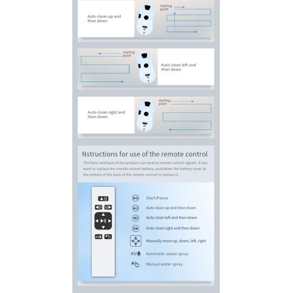 Ultrasonic Atomized Spray Glass Window Cleaning Robot with Silk Screen Printing Logo