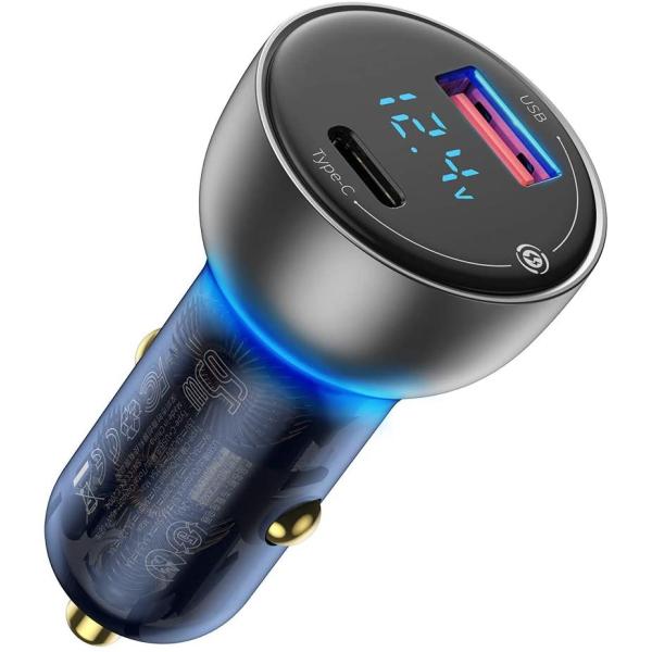 PD3.0 Dual Port Car Adapter For Macbook Laptop 65W FCC