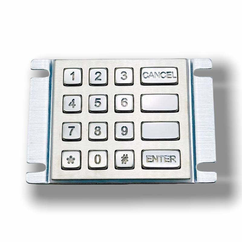 IP65 / IK07 Waterproof Dustproof USB interface Stainless Steel 16 Keys Backlit Keypad Industrial Numeric Keypad Rear Panel Mounted -40℃