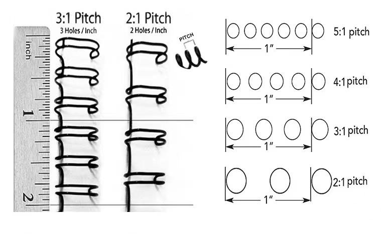 Black White Coil Book Binding , 3/8" 9.5mm 3:1 Pitch Wire O Binding For Book