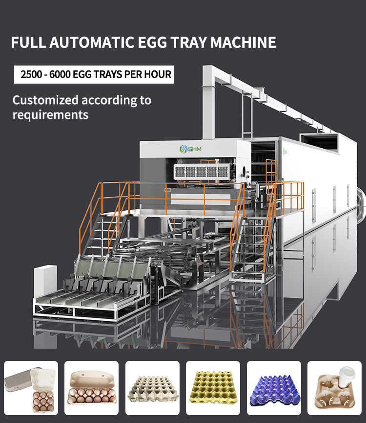 Durable Egg Tray Production Machine High Speed With 6 Layer Metal Dryer