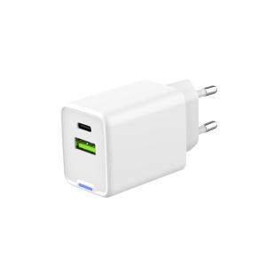 China EU Plug Dual Port USB A With Type C White GaN USB Charger 45W Fast Wall Charger Type C Charger on sale