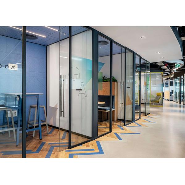 Black Frame Glass Partition Wall System Cutsomized Demountable Office Partitions