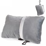 Portable Memory Foam Neck Pillow , Grey Large Memory Foam Pillow Velour Fabric