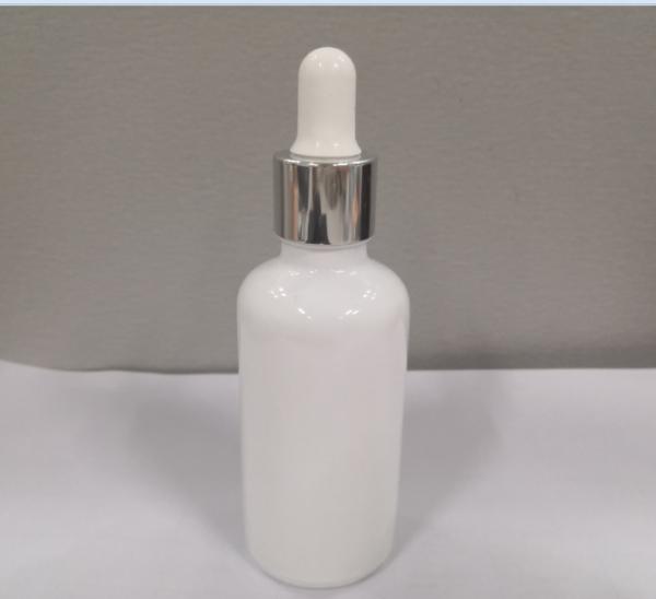 Quality 50ml White Glass Dropper Bottle Cosmetic Essential Oil Container Customized Logo And Color for sale