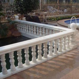 Buy cheap BLVE White Marble Baluster Handrail Natural Stone Carving Balcony Balustrade Railing Design Modern French Garden product