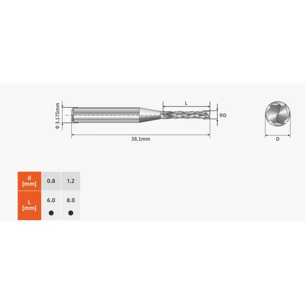 LCF Left Hand Router Bits PCB 0.8mm-1.2mm For SMT Plate Splitting Machine