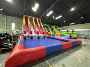 China Outdoor Huge Bounce House Adult Kids Pvc Slide With Pool Inflatable Water Park For Fun Amusement Park on sale