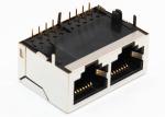 Through Hole Network RJ45 Multiport Connector Female 1 x 2 PCB Mount