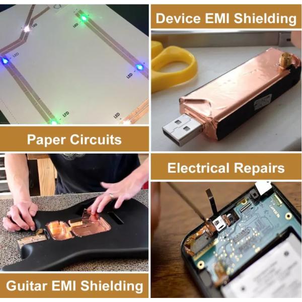 0.06mm 25mm Electric Guitar Copper Shielding Double Sided Copper Foil Tape 99.95