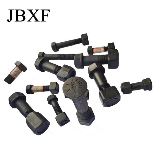 Quality Black Hex Track Shoe Bolt And Nut 12.9 Grade Excavator Track Bolt Metric Thread for sale
