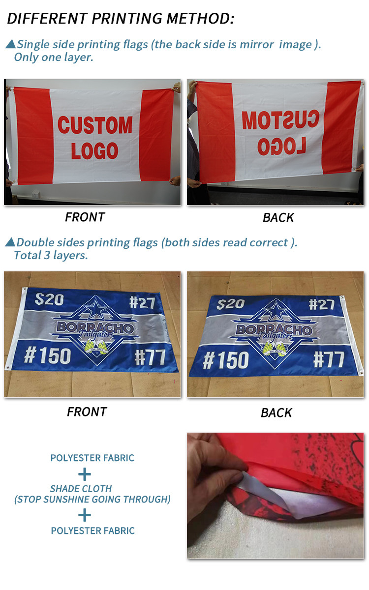 Silk Screen Printed Polyester Flag Promotional Customized 3x5ft Flag