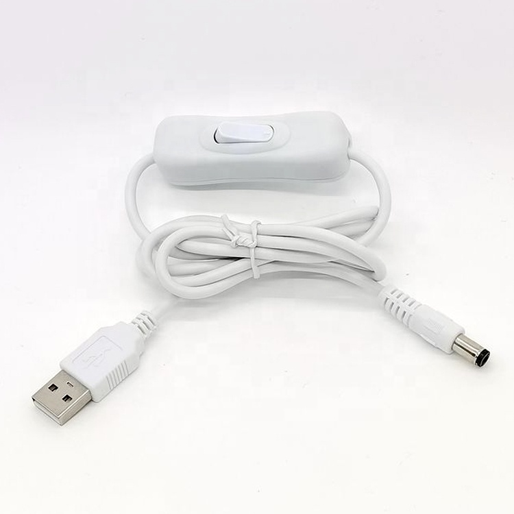 1m 5V USB to DC 5.5x2.1mm Power Charger Extension Cable with ON OFF Switch for Led