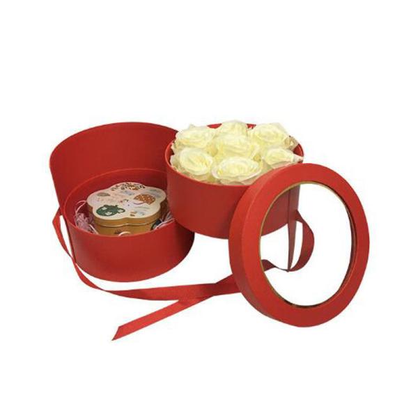 Quality Silk Ribbon PVC Window Cardboard Flower Boxes Offset Printing for sale