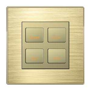 UK Standard Push Button Light Switch 4 conjoined Grey / Champagne Color