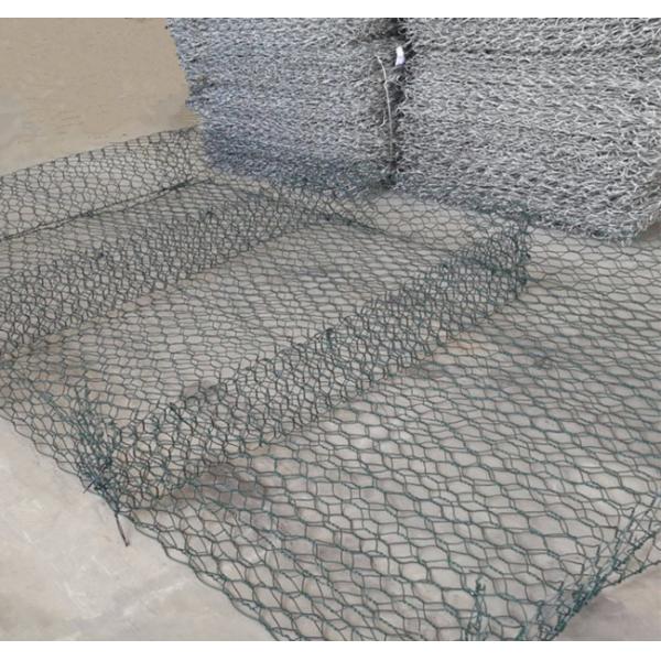 Pvc Coated 2.0mm Gabion Mesh Basket 9 X 11cm Hexagonal Hole Weaving