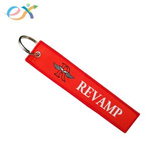 China Metal Ring Polyester Keychain , Merrow Border Personalized Fabric Keychains on sale