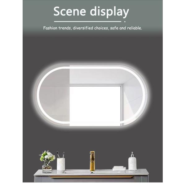 Hotel Home Bathroom Decoration LED Lighted Triple Color Lights Waterproof Vanity Mirror