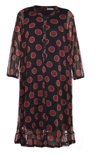 Quality Polka Dot Print Dresses For Ladies With Pleat Hem, Custom Made With Lined for sale