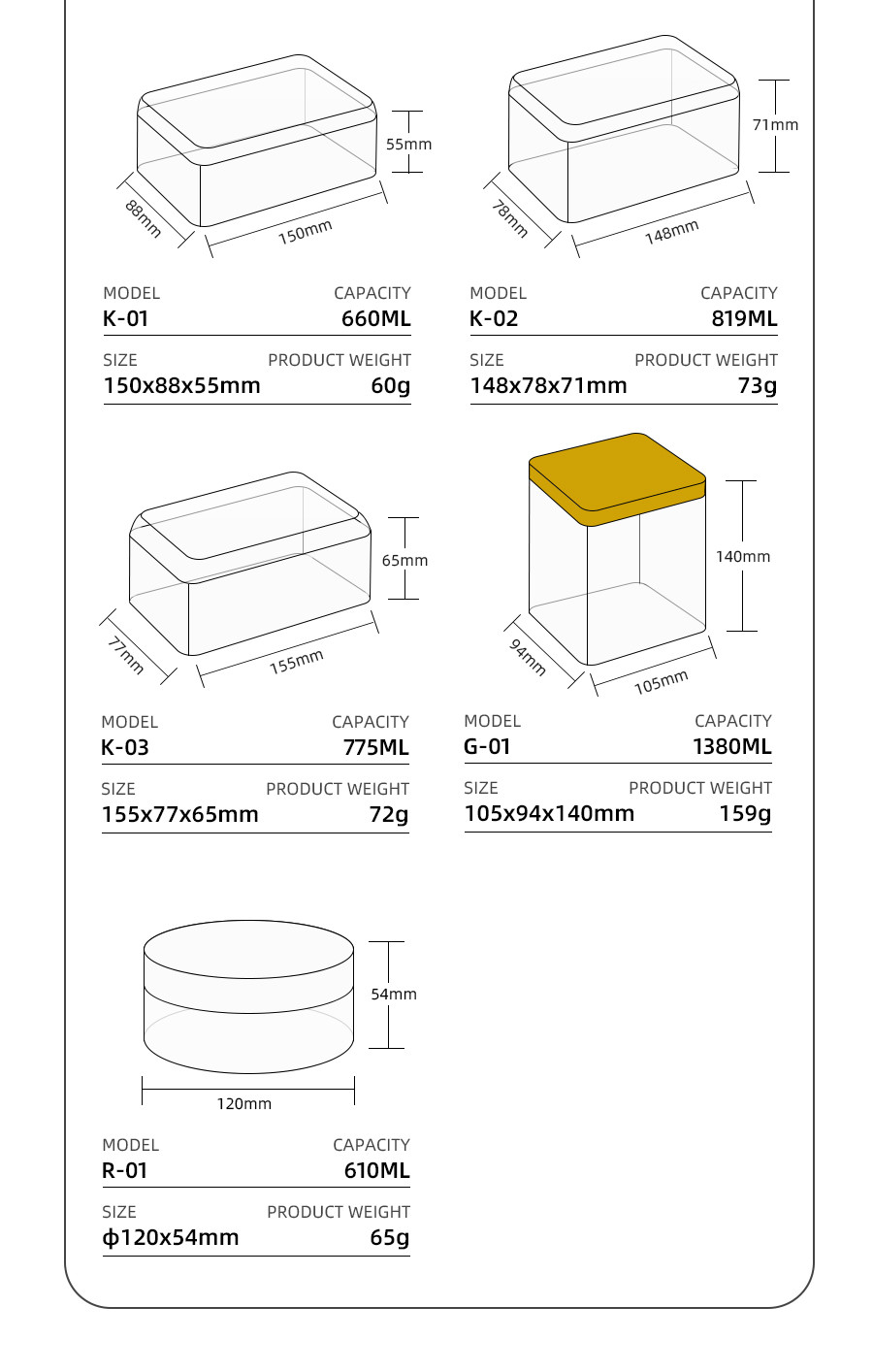 Rectangular Food Customize Packing Boxes PET Biscuits Candy Storage Box