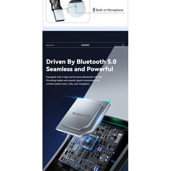 Essager EB01 Series 3.5mm Jack To Bluetooth Receiver Audio Adapter 10m