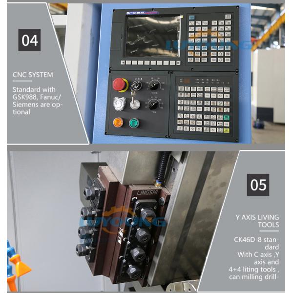 GSK CNC Control System TCK420 Slant Bed Turret Precision Lathe 500mm Workpiece Length