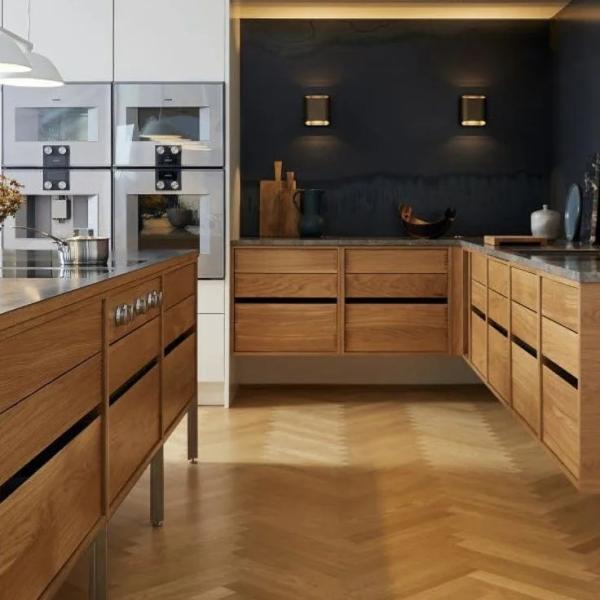 Quality Ghana Project Custom Modular Modern Design Wood Grain Kitchen Cabinet for sale
