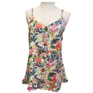 Adjustable Shoulder Straps Viscose Floral Print Tank Tops For Women