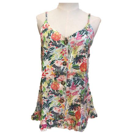 Quality Adjustable Shoulder Straps Viscose Floral Print Tank Tops For Women for sale