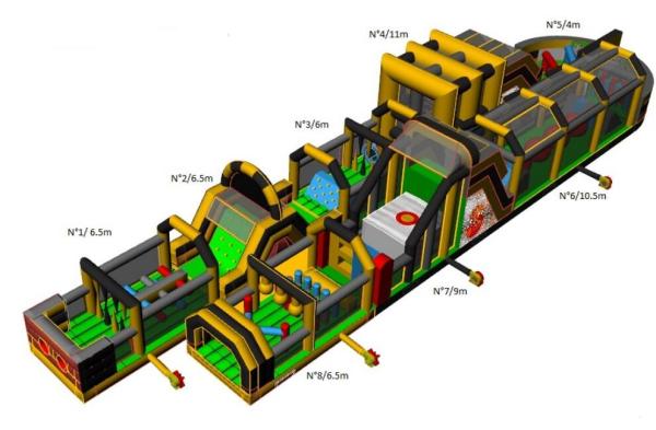 Quality Pvc Large Inflatable Obstacle Course Bouncy Castle Ce / En14960 Certificates for sale