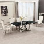 High Gloss 0.45CBM SS Dining Tables Set X Shape Mirror Metal Base