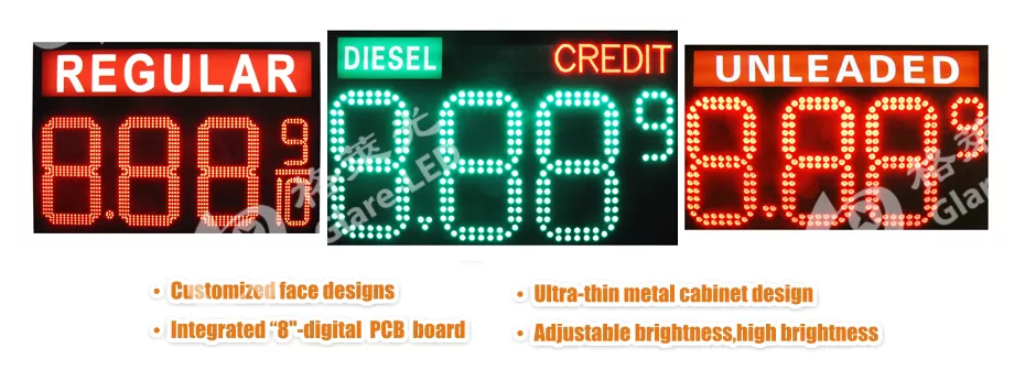 60inch Outdoor Red Diesel Led Gas Price Changer Display Station Sign 3g Rf Tcp Ip System