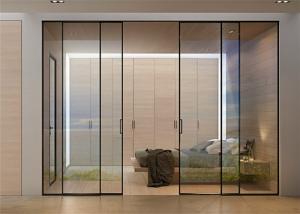 Clear Glass Commercial Aluminium Doors Horizontal Sliding Opening Direction
