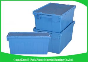 60L Plastic Attached Lid Containers Heavy Duty Stackable Moving 600 * 400 * 365mm
