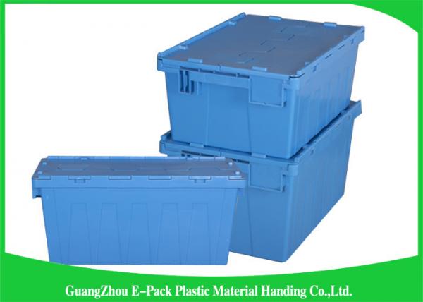 Quality 60L Plastic Attached Lid Containers Heavy Duty Stackable Moving 600 * 400 * 365mm for sale