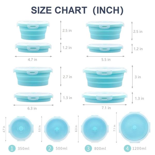 Collapsible Bowls For Camping Set Of 4 Silicone Food Storage Containers With Lids Silicone Lunch Box BPA Free Oven Safe