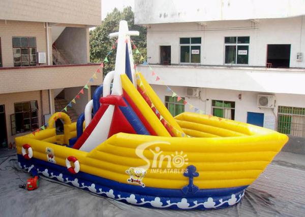 Quality 6 Mts High Victory Ship Shape Inflatable Slide Playground With Colorful Flags for sale