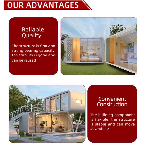 Two Floors Apple Cabin Sandwich Panel Prefab House for Customizable Container Office